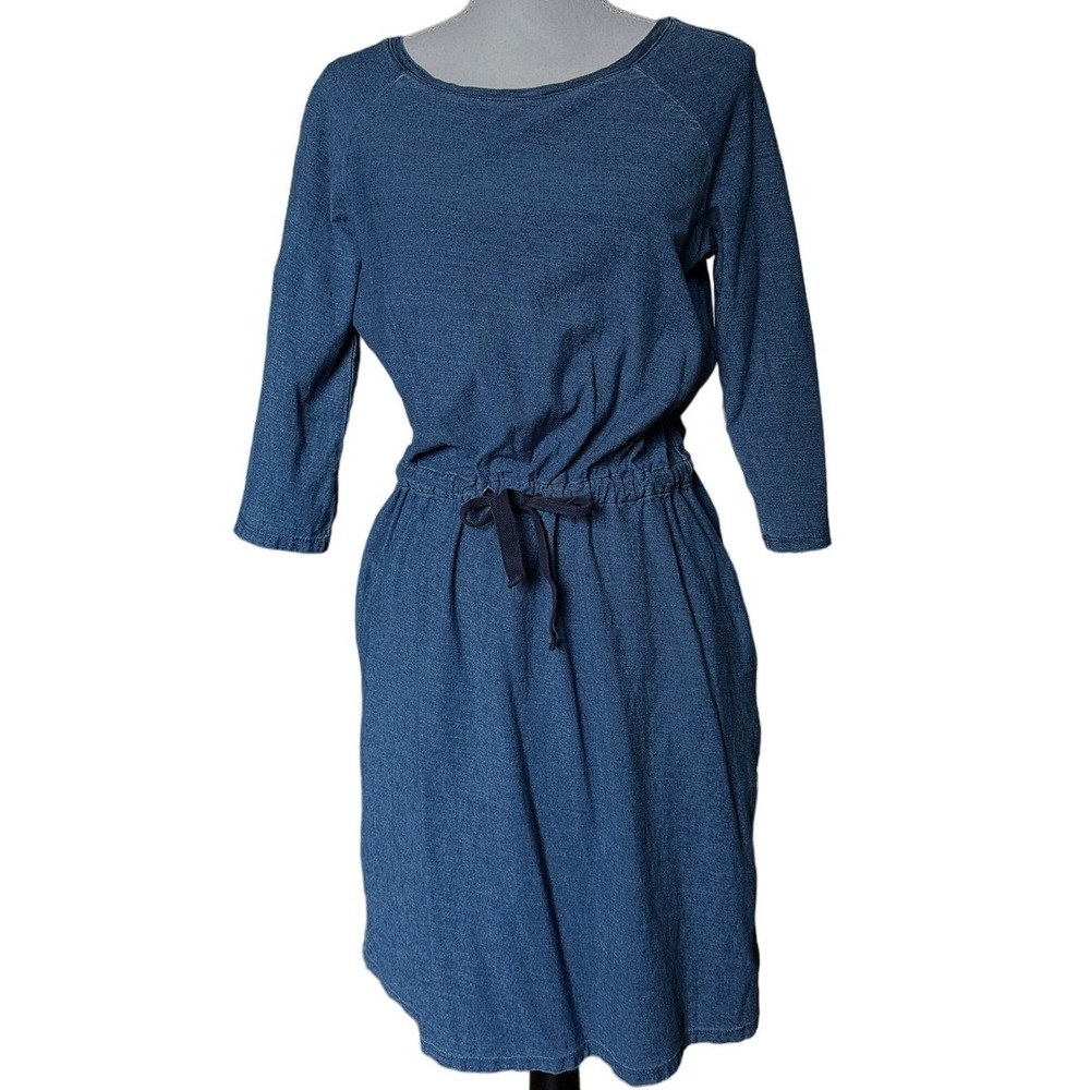 Boden Peggy Dress Drawstring Waist‎ Teeshirt Navy 100% Cotton size 8